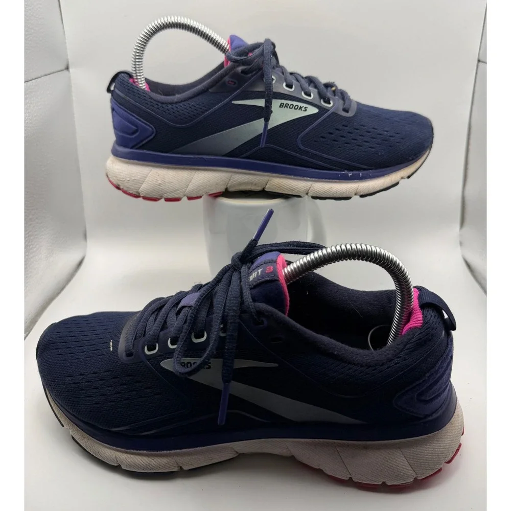 Brooks Transmit 3 Running Shoes Womens 8 Navy Pink Good 1203501B414